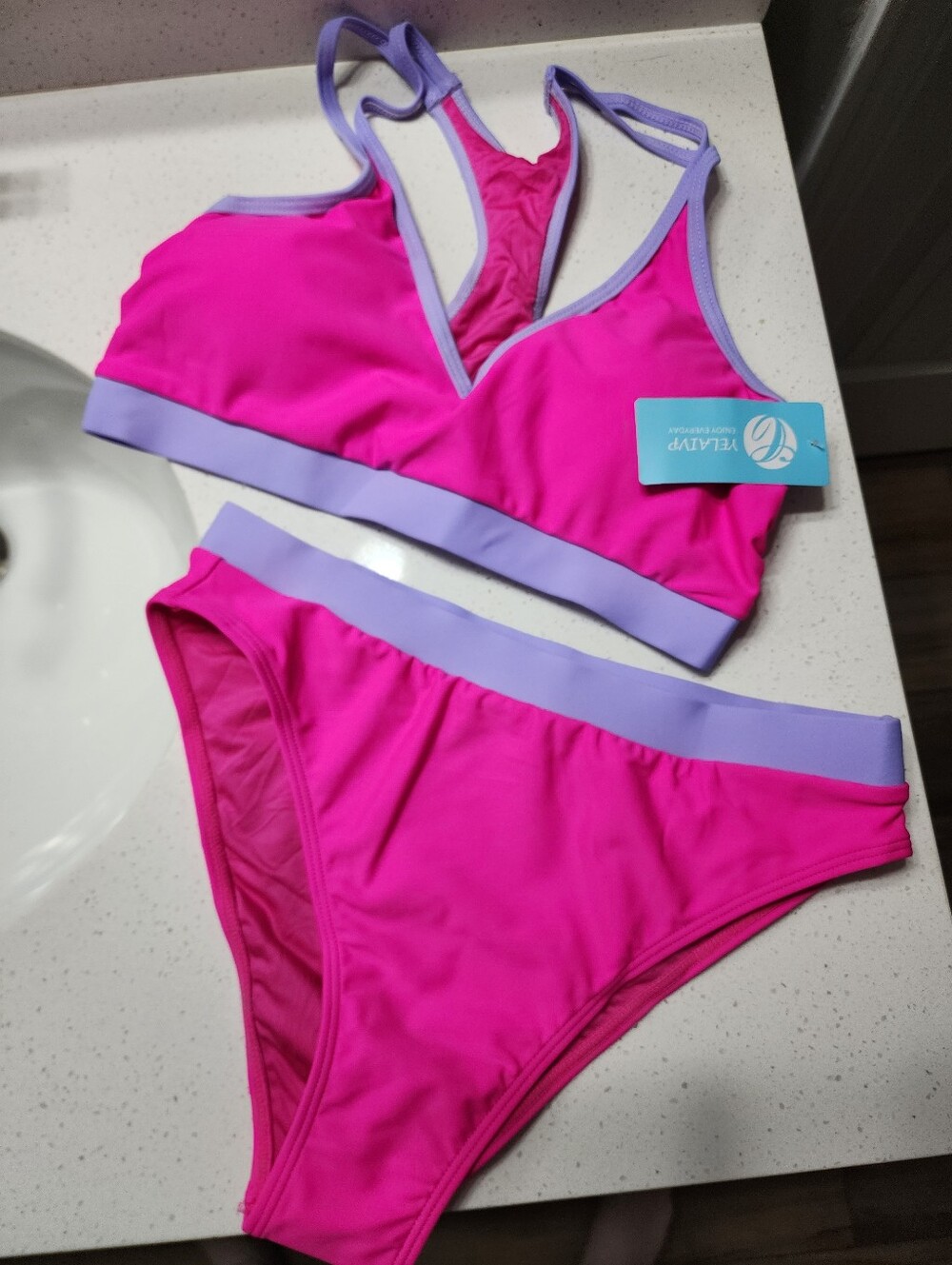 Women’s Two-Tone Pink & Lavender Bikini Set